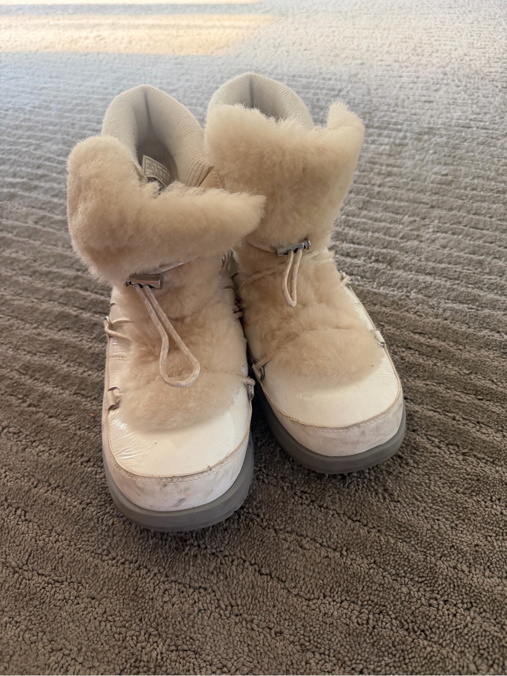 UGG Cream Shearling Lace-Up Snow Boots
